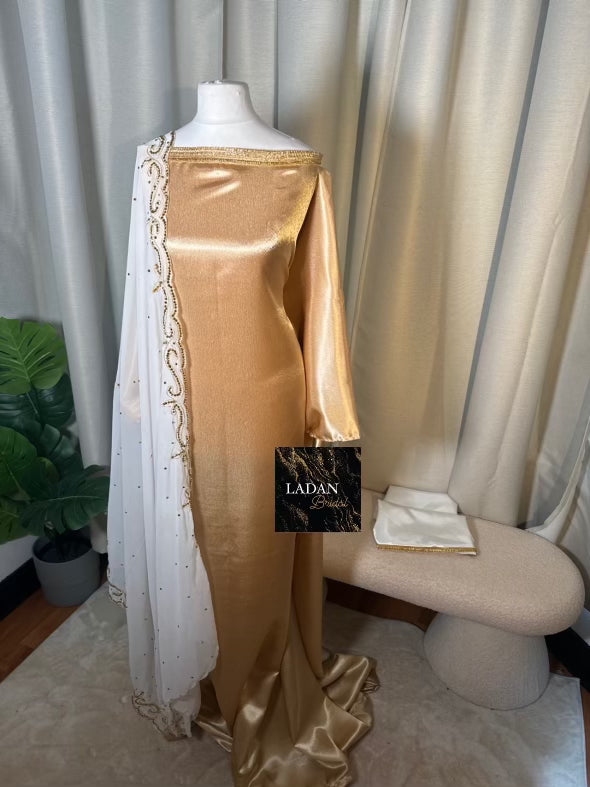 Embroidered Chiffon Gabasaar | White