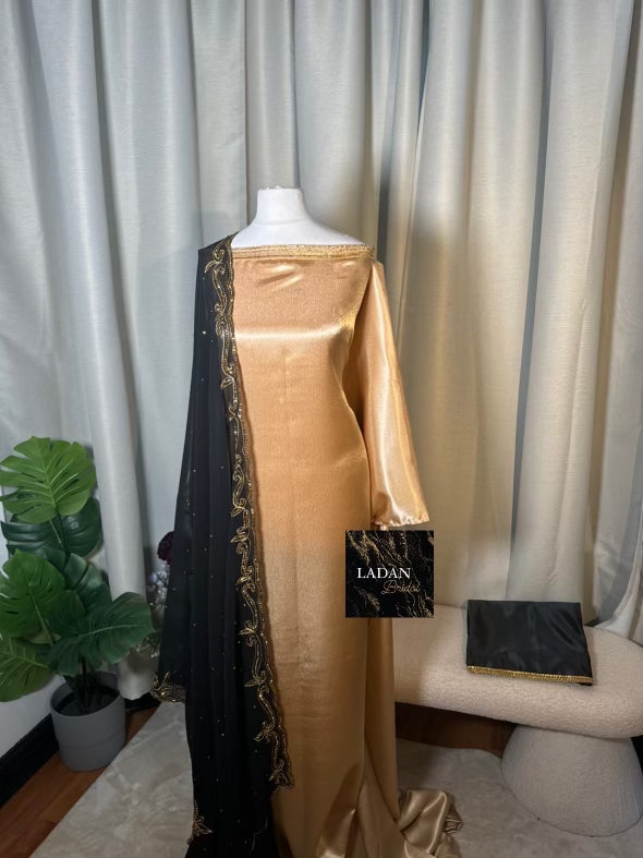 Embroidered Chiffon Gabasaar | Black