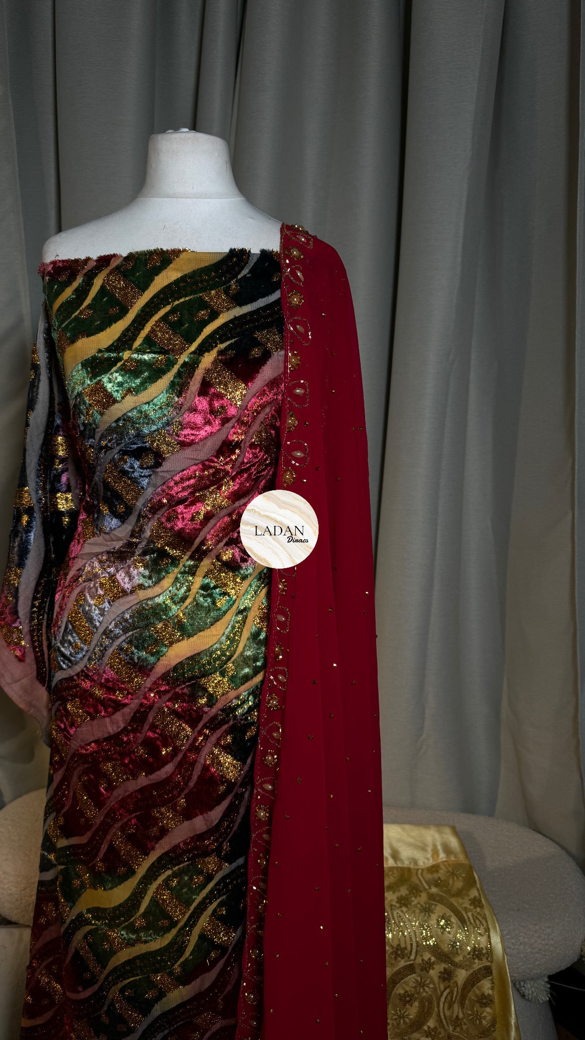 Prestige Maqbal Collection | Gold & Pink Multicoloured Dirac Set