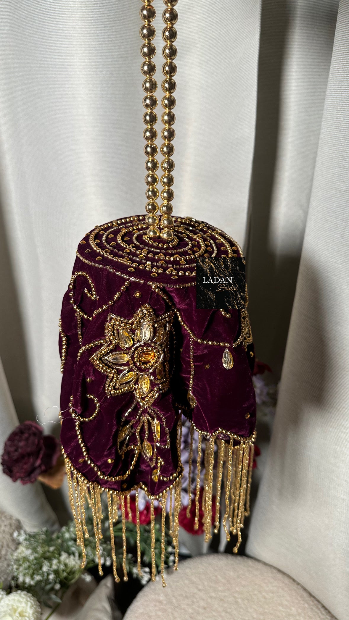 Velvet Embroidered Bag | Plum