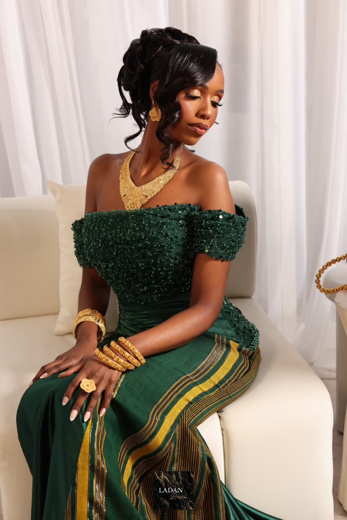 Hido iyo Dhaqan Bridal Corset Dress |Green