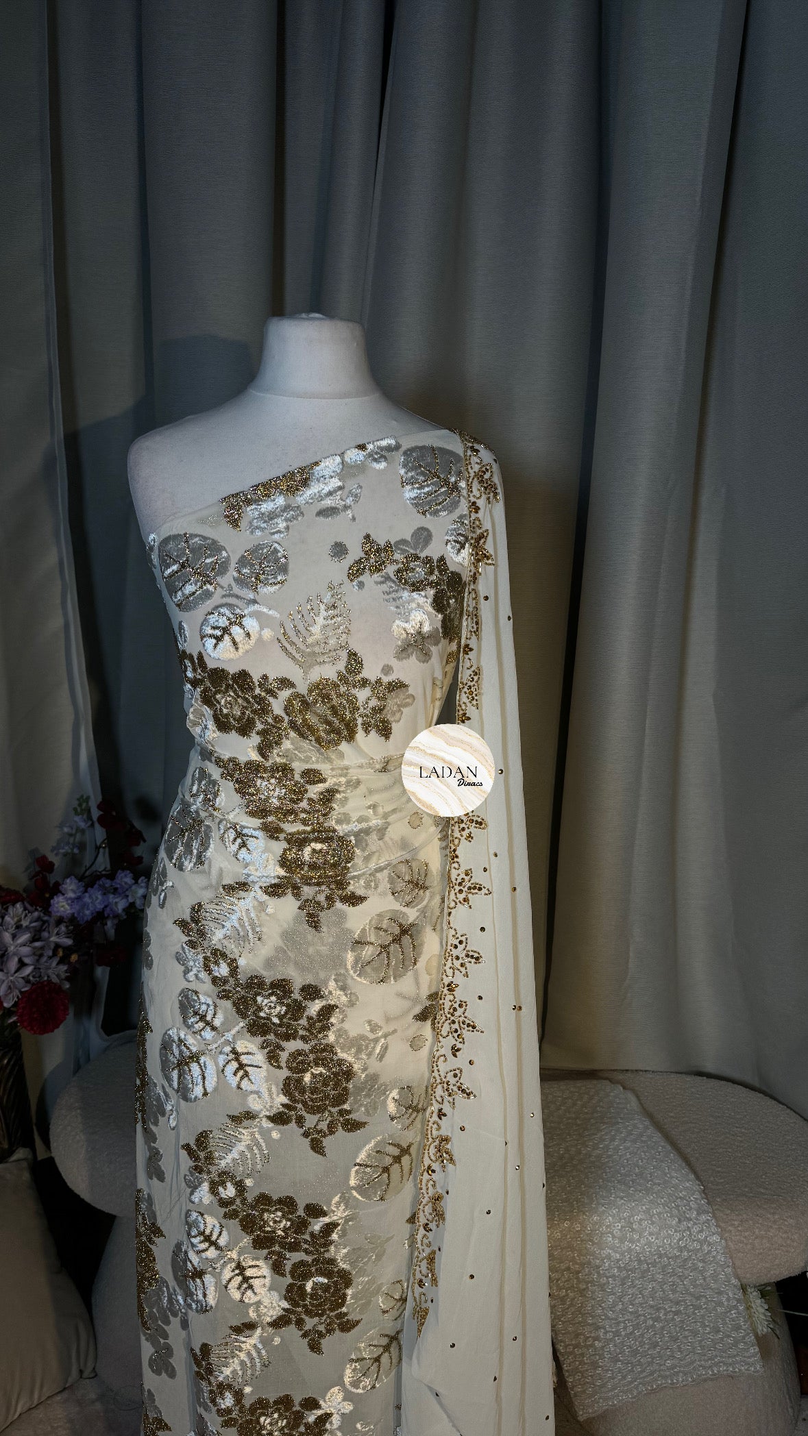 Leaf Maqbal Collection | White Dirac Set