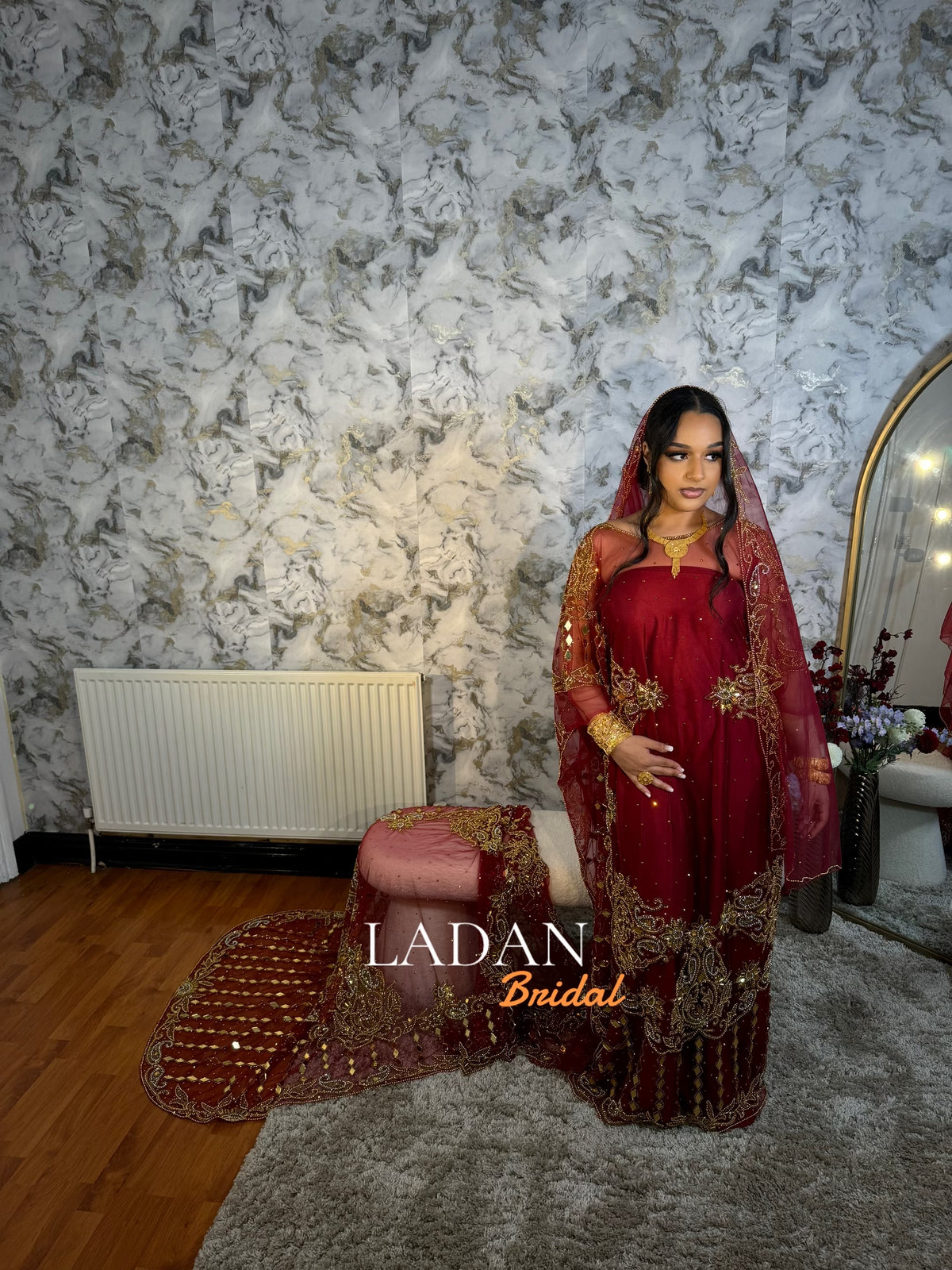 Hodan Rangrai Bronzed Hodan - Maroon – LADAN BRIDAL