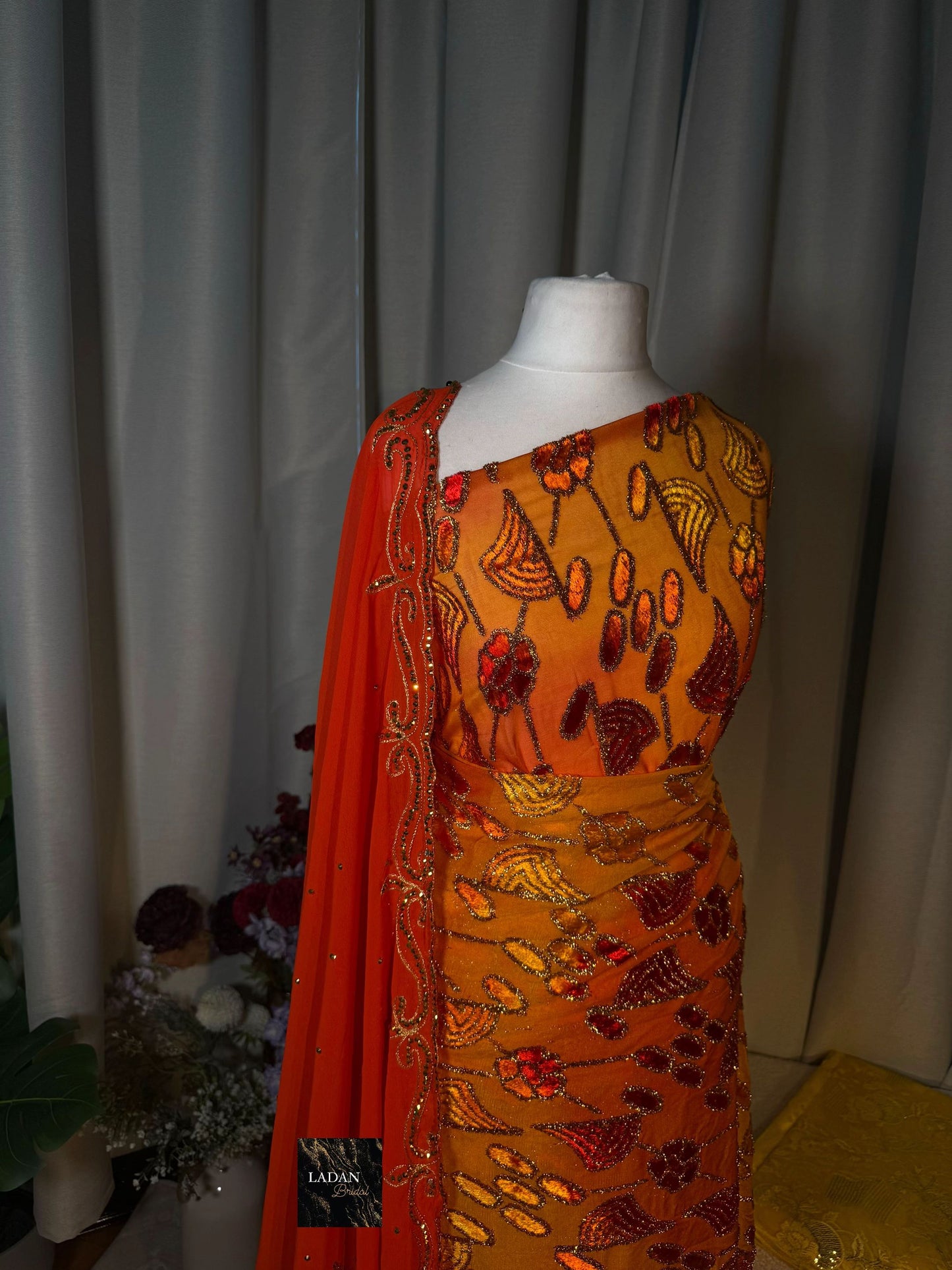 Leaf Maqbal Collection | Sunset Dirac Set - Orange, Red & Yellow