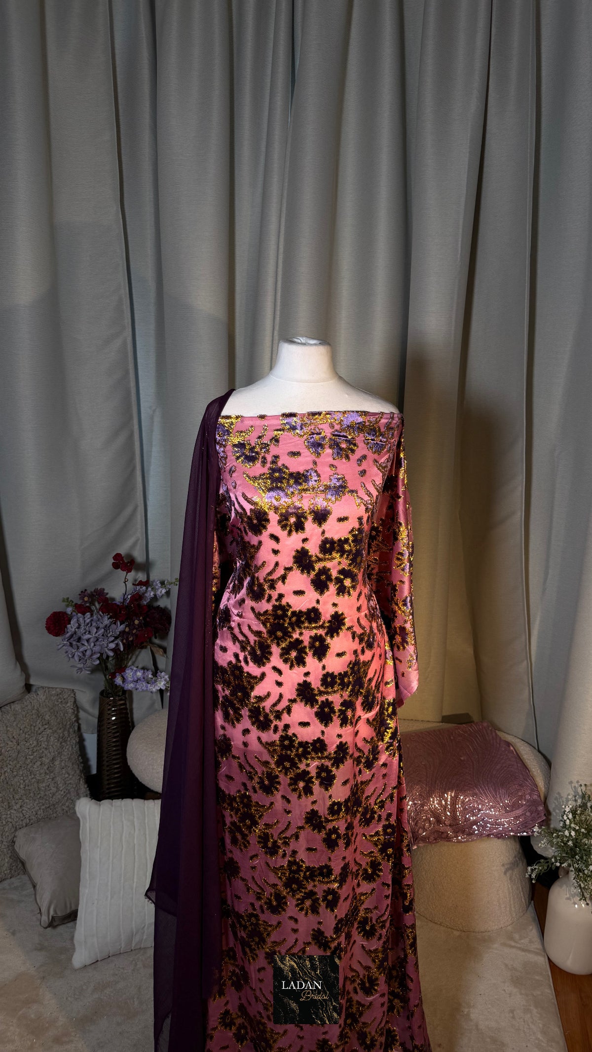 Floral Maqbal Collection | Purple Dirac Set