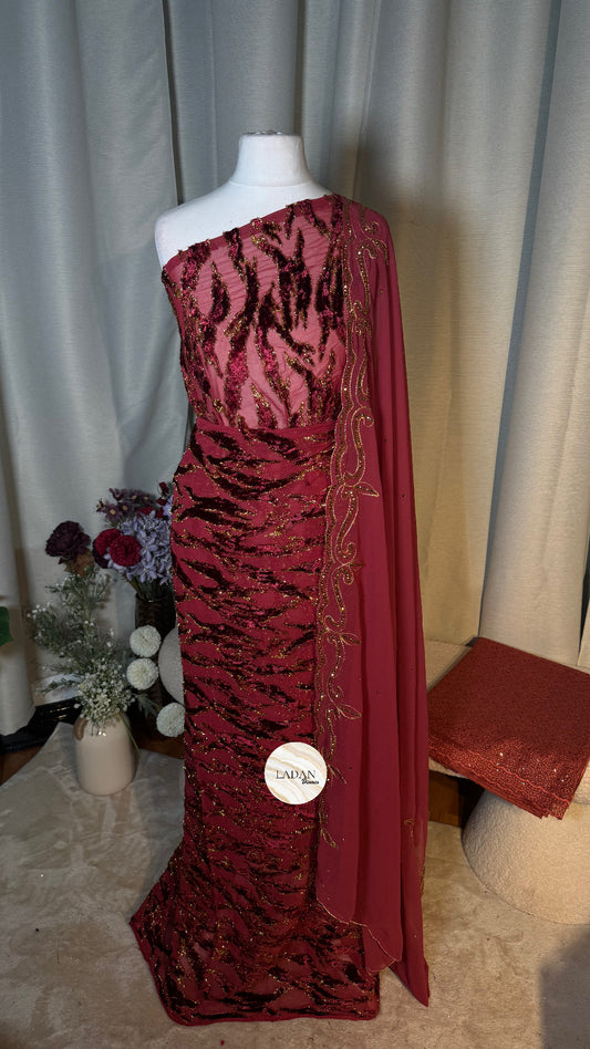 Luxury Maqbal Collection | Maroon Dirac Set