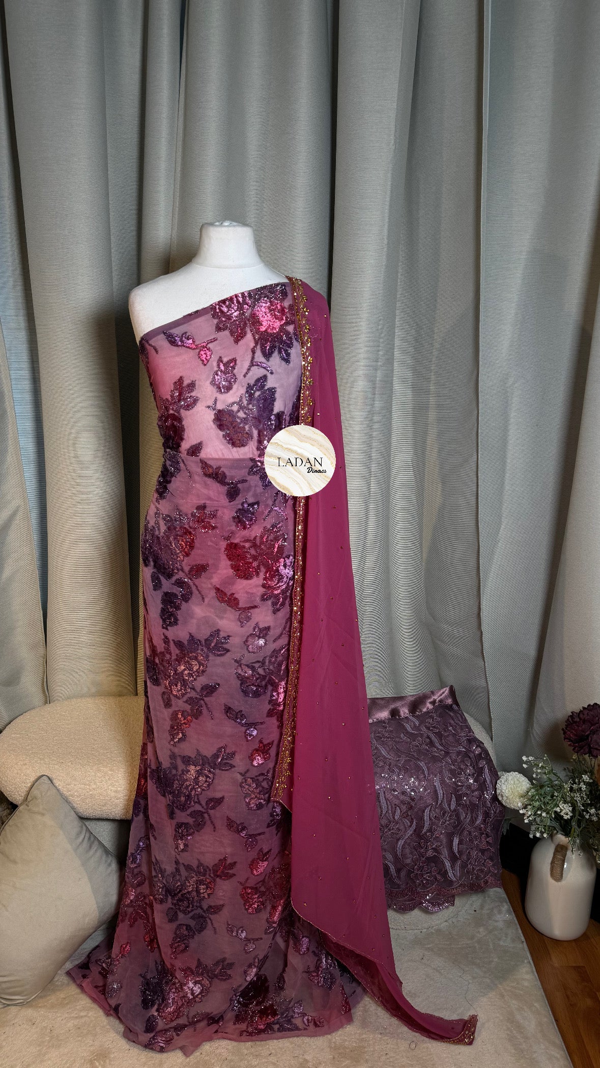 Floral Maqbal Collection | Purple & Pink Dirac Set