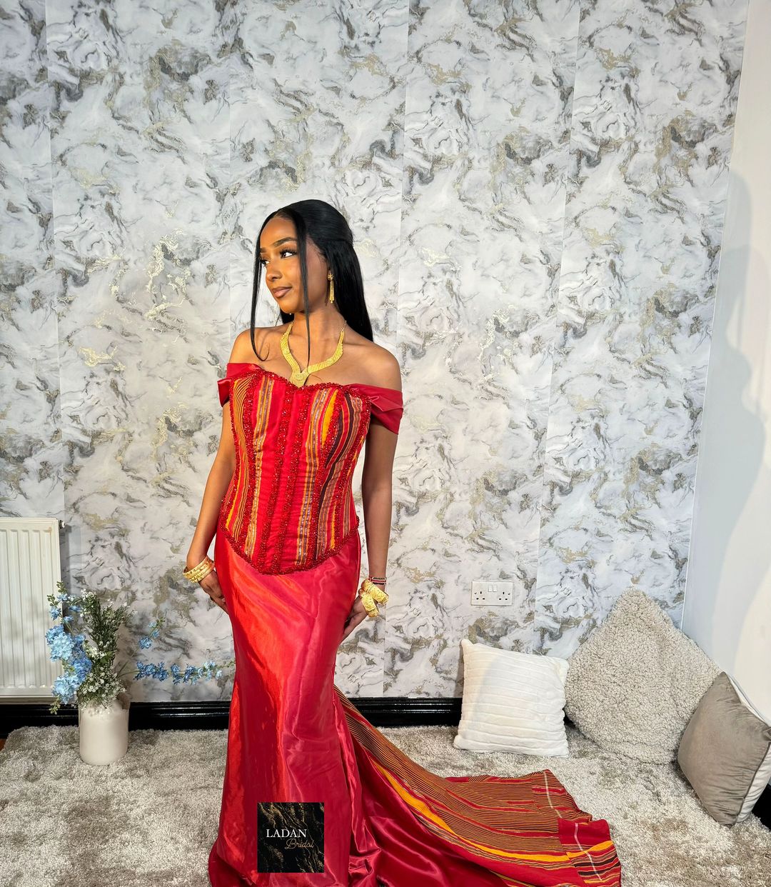 Hido iyo Dhaqan Bridal Corset Dress | Red | In Stock