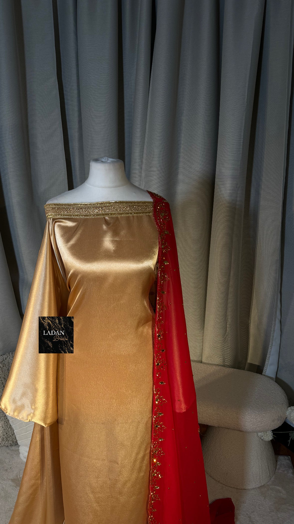 Bespoke Satin Bridesmaids Set - Chiffon Embroided Garbasaars | Red