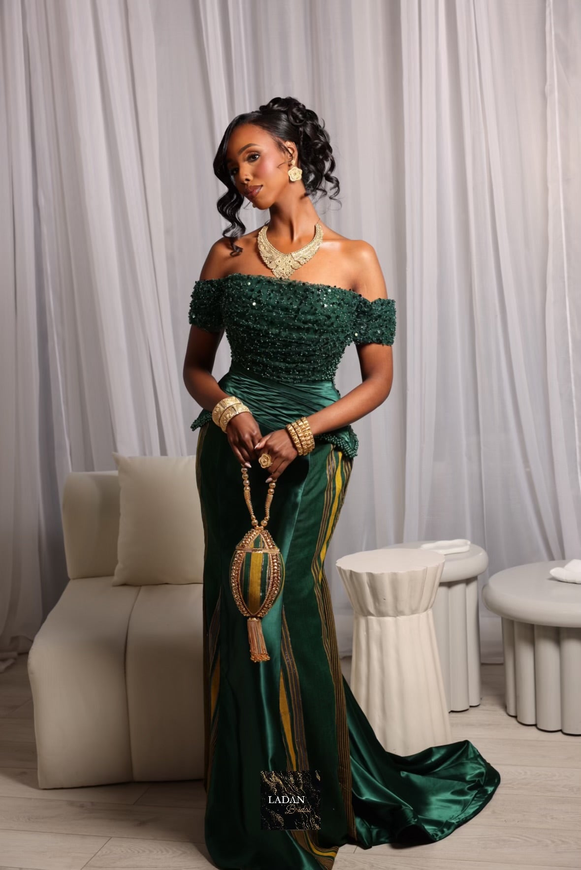 Hido iyo Dhaqan Bridal Corset Dress |Green