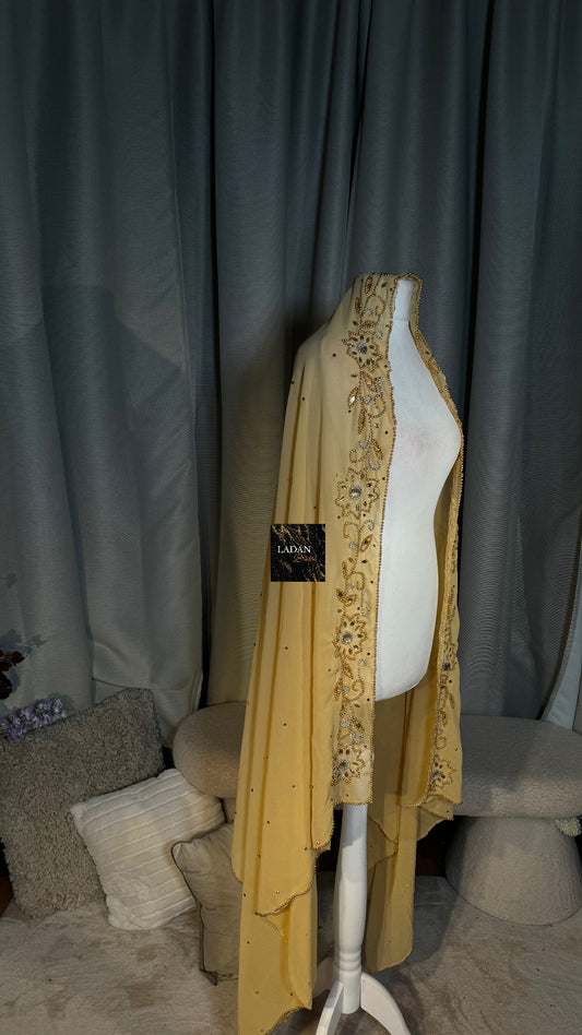 Chiffon Floral Veil | Gold