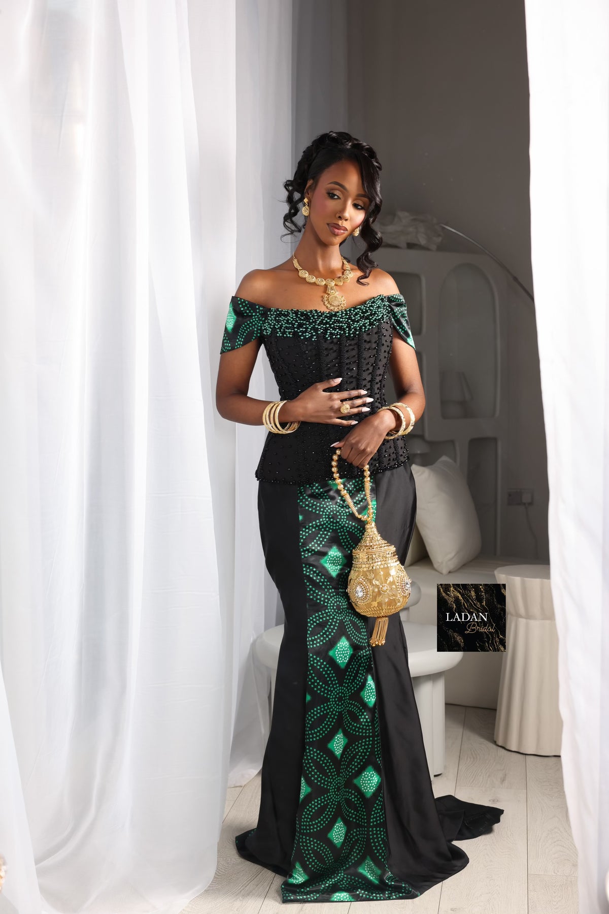 Black and Green Shaash Corset Dress
