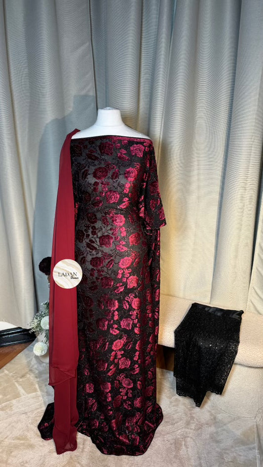 Velvet Dirac Collection | Maroon | Pre-Stitched Half Bac