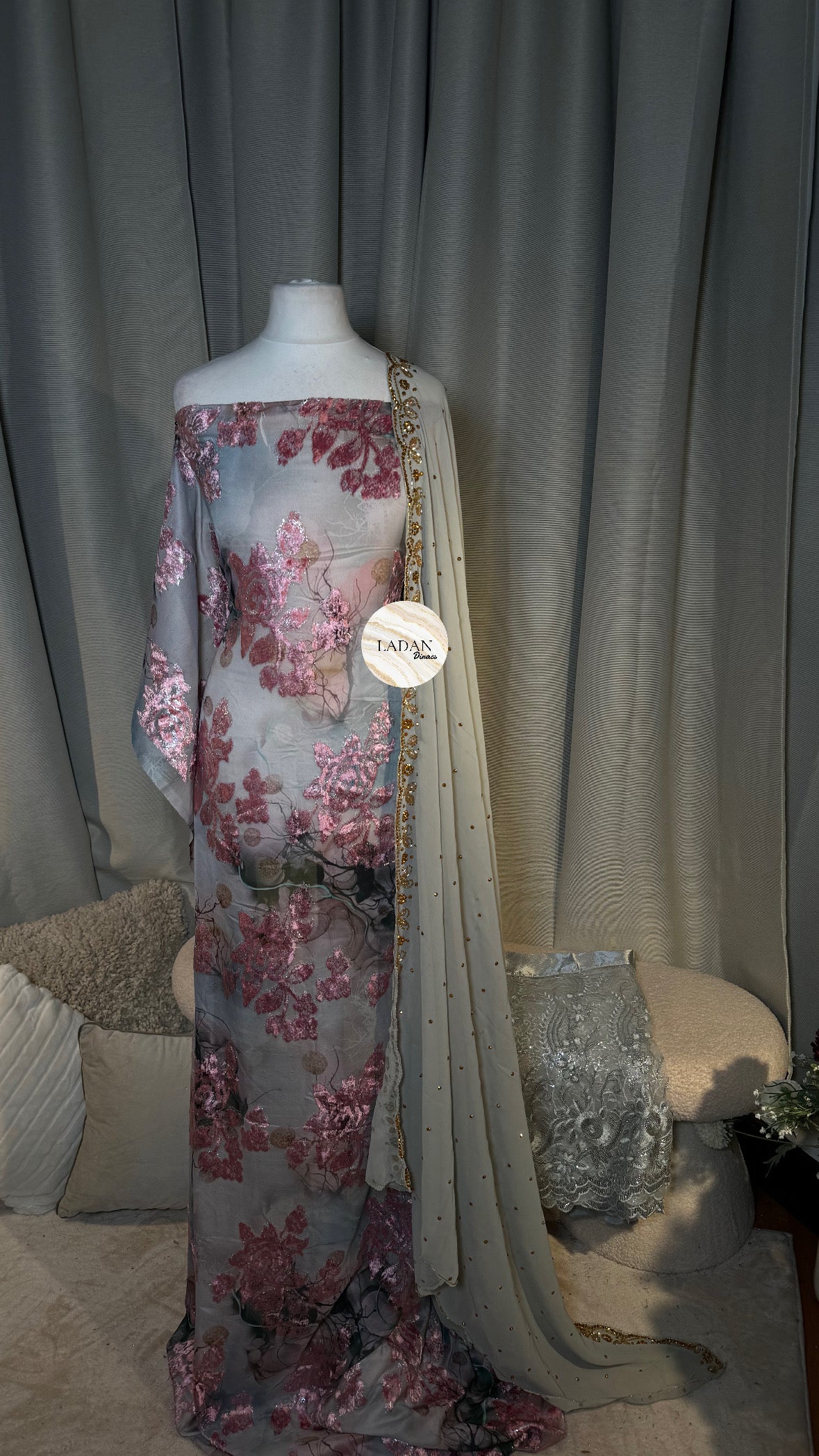 Layered Maqbal Collection | Grey & Pink Dirac