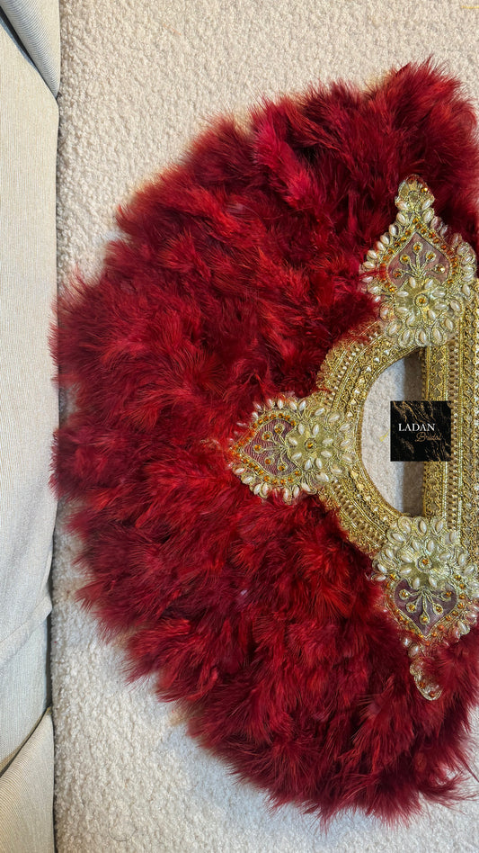 Handheld Feather Fan | Maroon