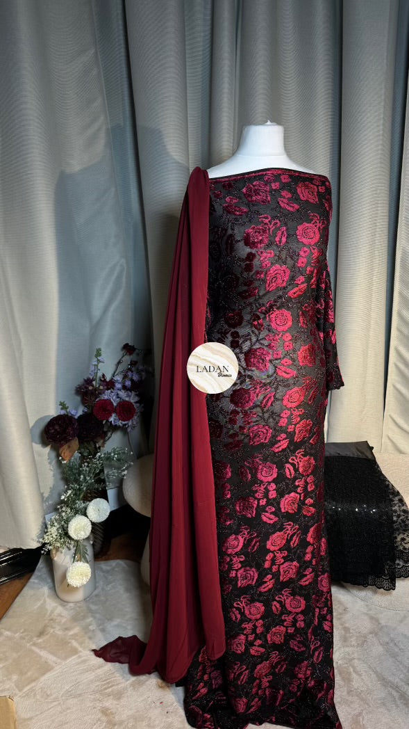 Velvet Dirac Collection | Maroon | Pre-Stitched Medium Bac