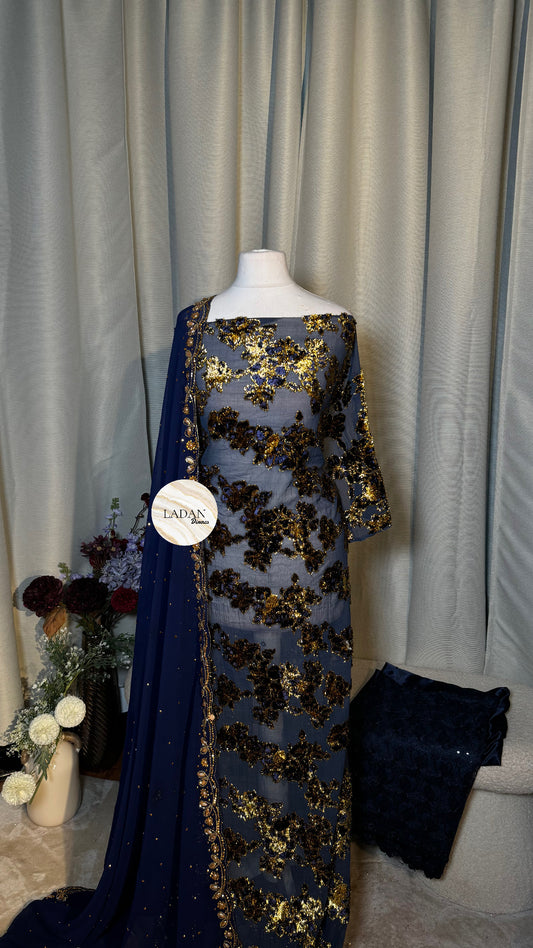 Luxury Maqbal Collection | Blue Dirac Set