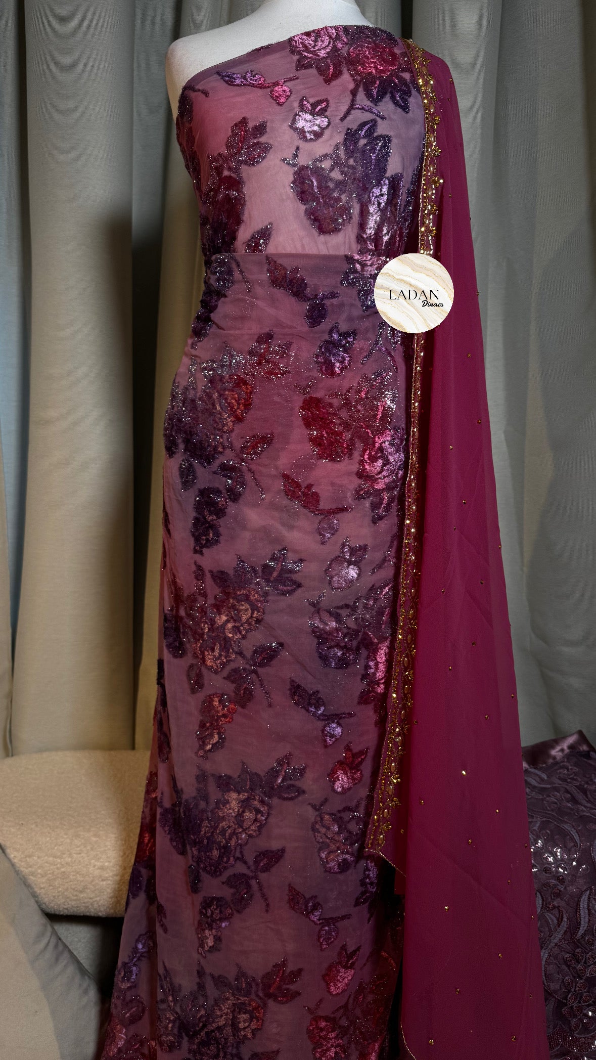 Floral Maqbal Collection | Purple & Pink Dirac Set