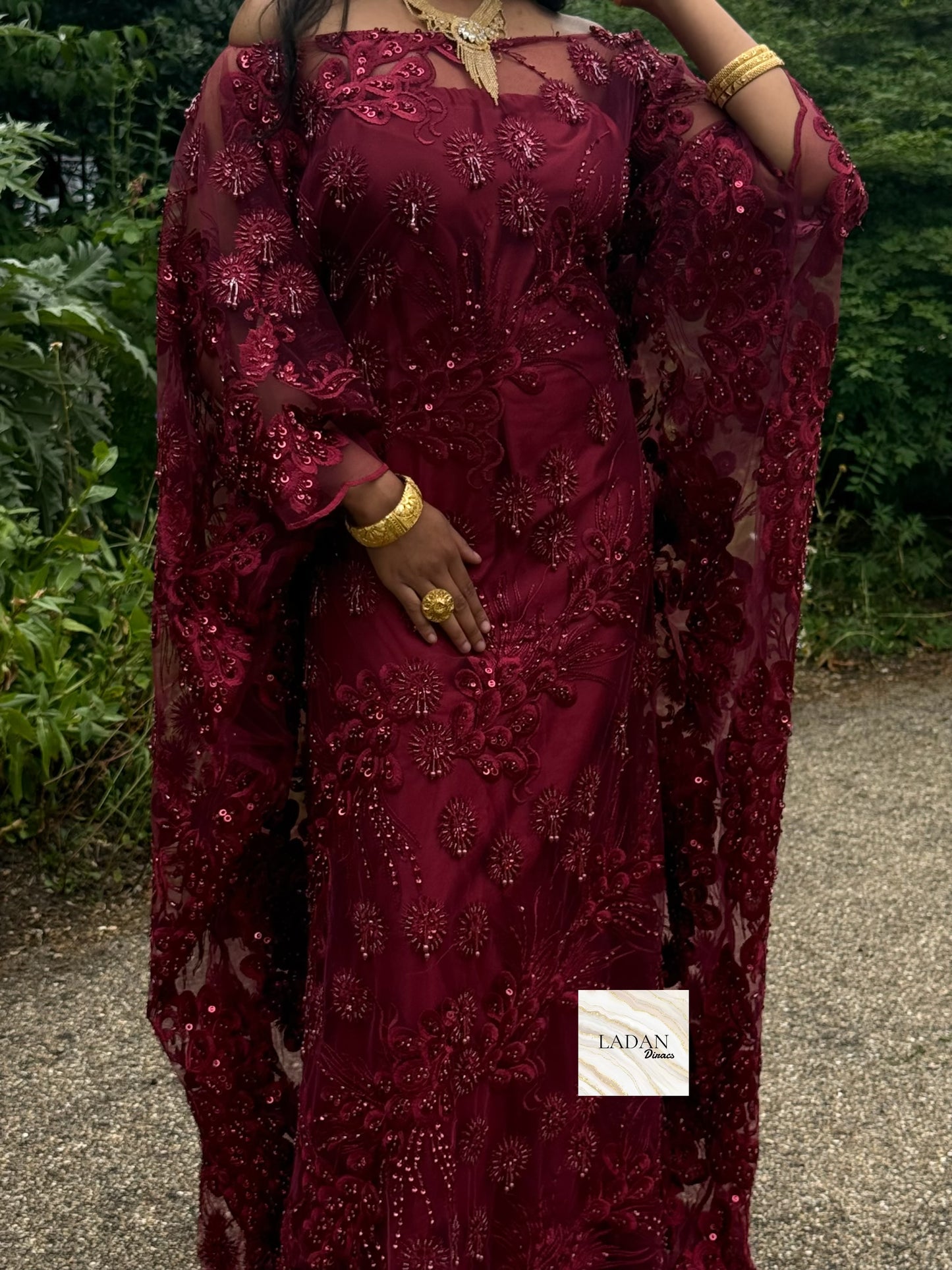 Luxury Lace Dirac Set | Dark Maroon