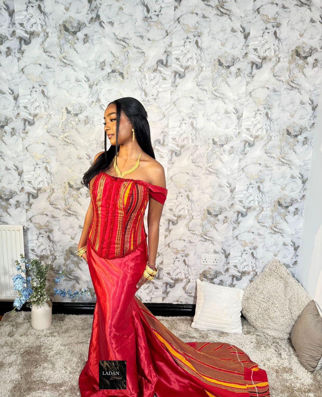 Hido iyo Dhaqan Bridal Corset Dress | Red | In Stock