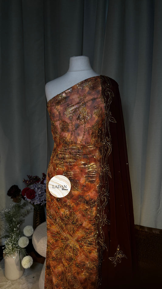 Floral Stone Dirac Collection - Brown