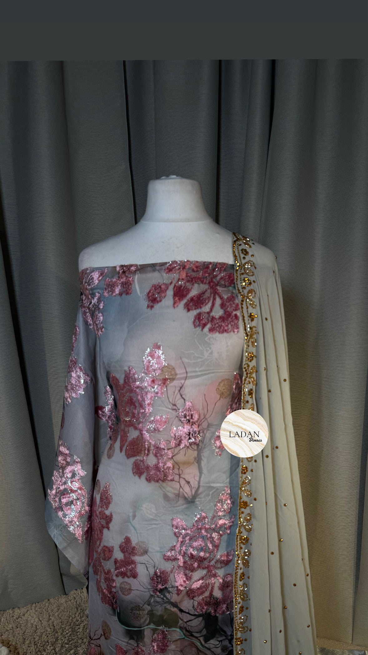 Layered Maqbal Collection | Grey & Pink Dirac