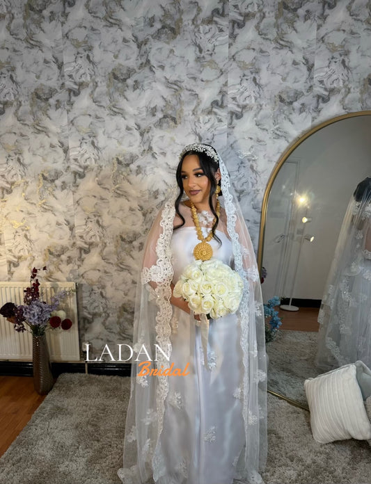 3 metre Pearl Lace Veil | White