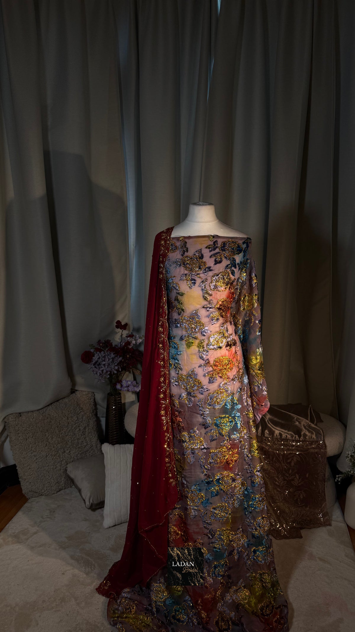 Floral Maqbal Collection | Multicolour/Lilac/Maroon Dirac Set