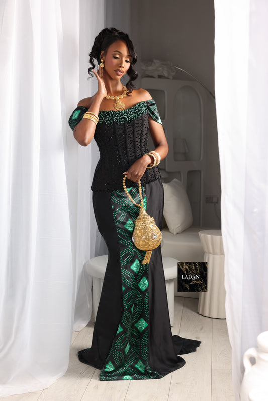 Black and Green Shaash Corset Dress
