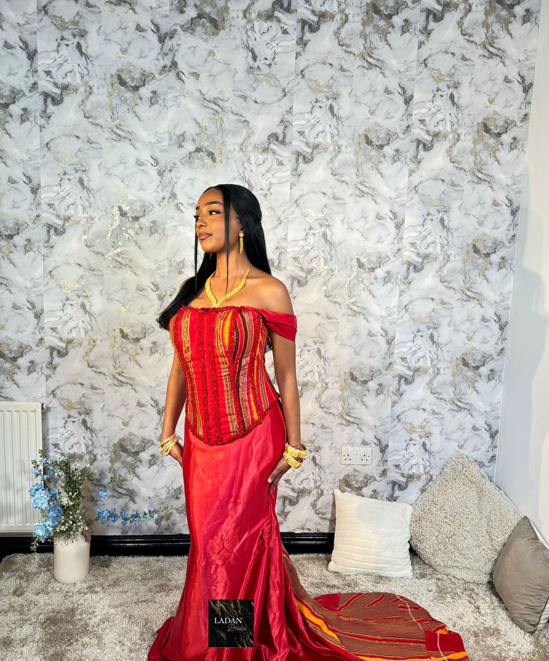 Hido iyo Dhaqan Bridal Corset Dress | Red | In Stock