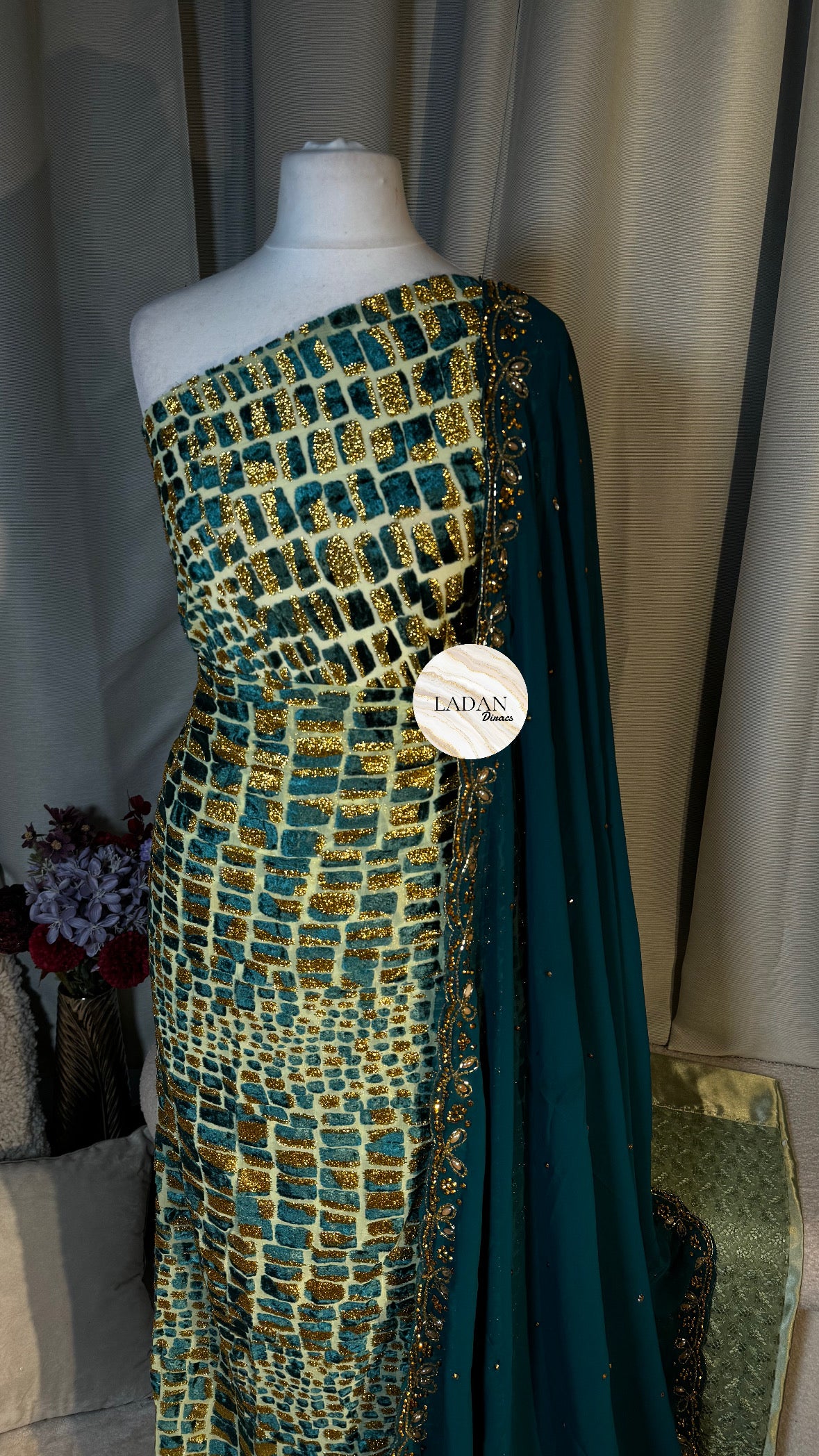 Luxury Maqbal Collection | Mint Green & Teal Dirac Set