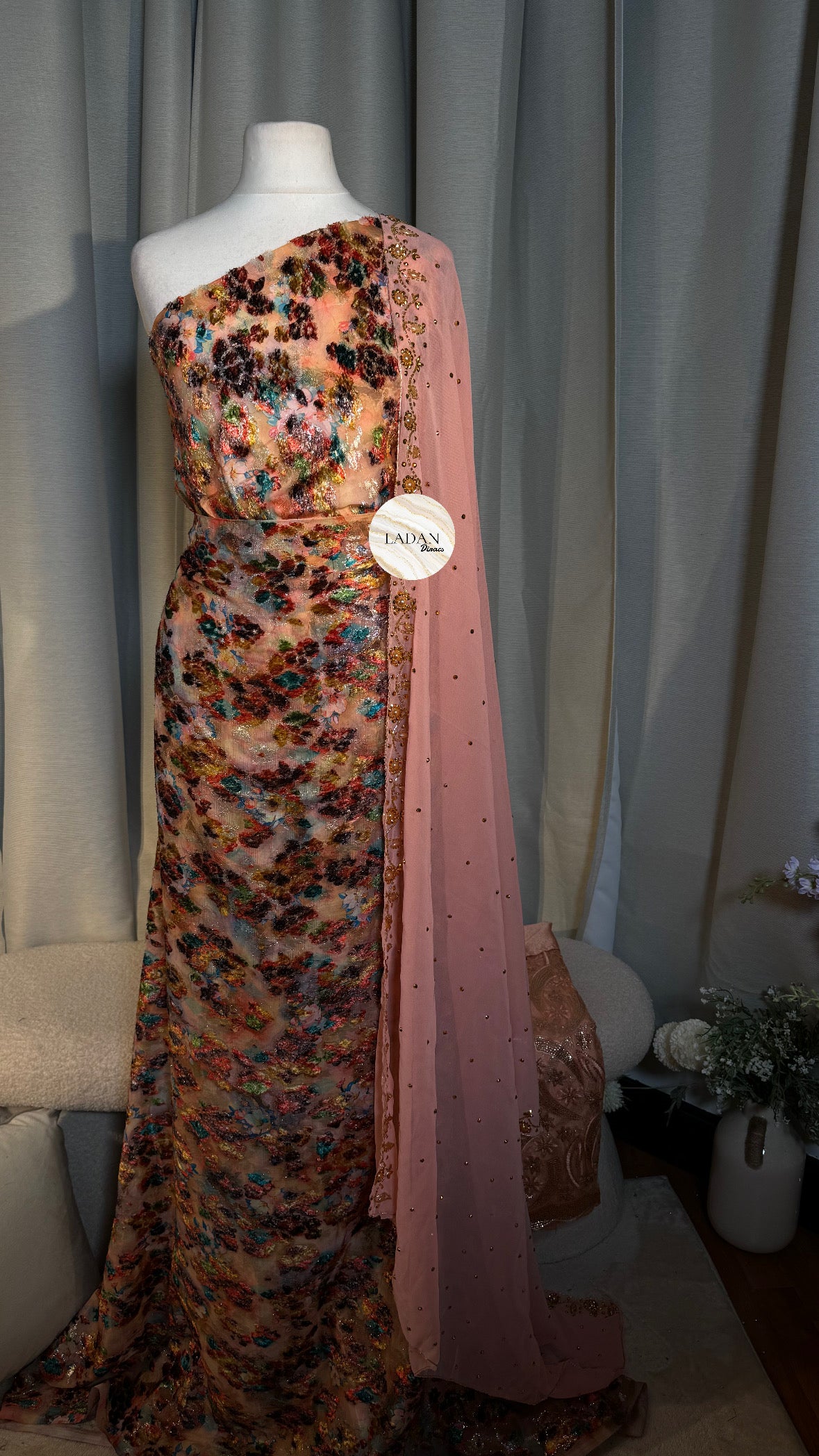 Bloom Maqbal Collection | Peach/Pink Dirac Set