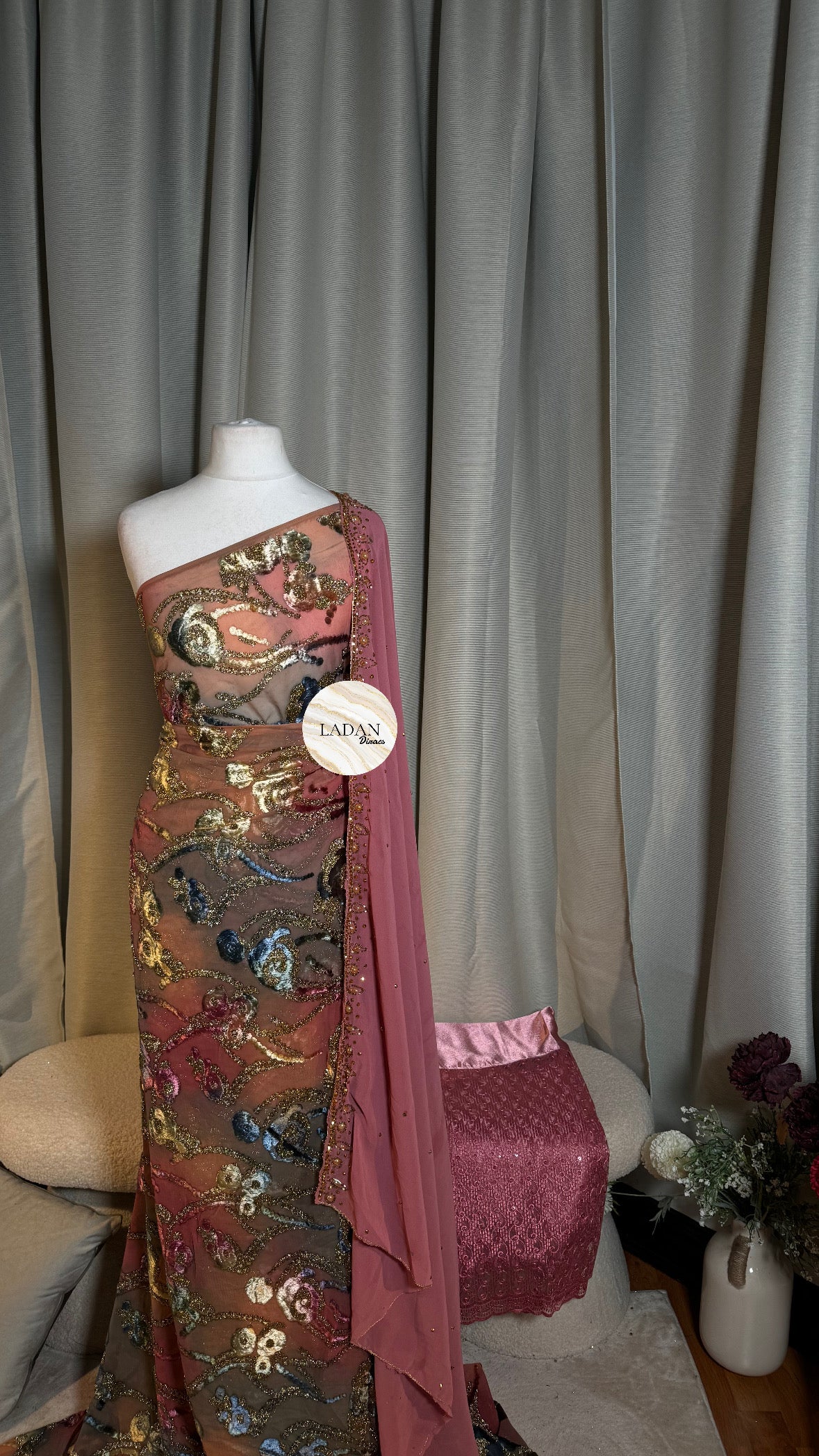 Prestige Maqbal Collection | Pink & Multcoloured Dirac Set