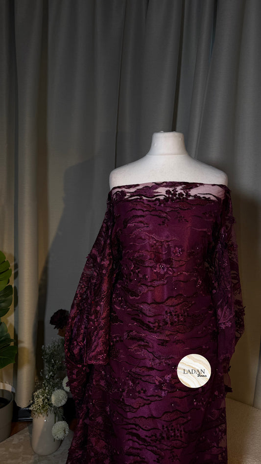 Floral Pearl Lace Dirac Set | Purple