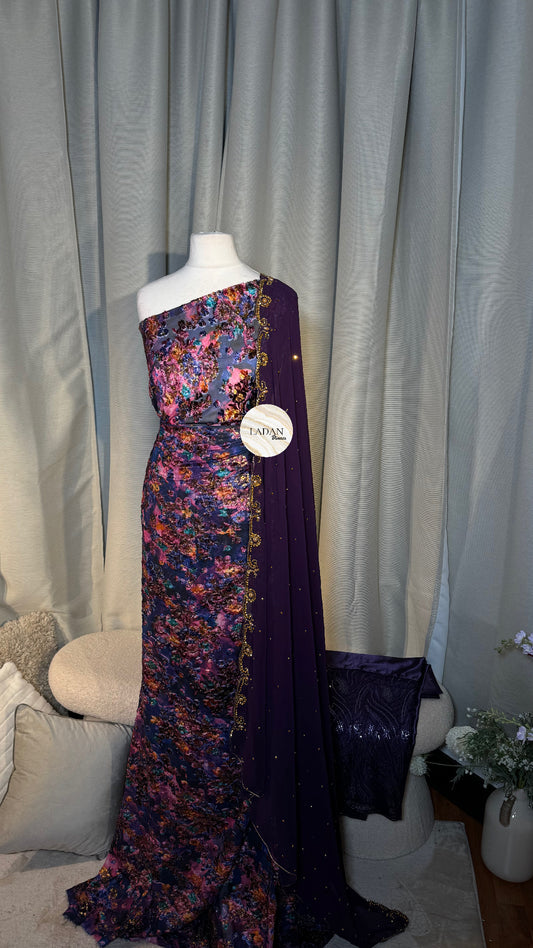 Bloom Maqbal Collection | Purple Dirac Set