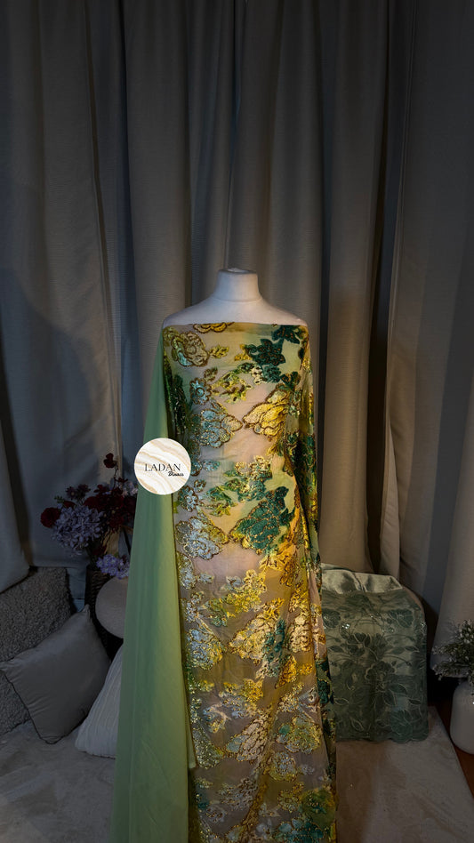 Bouquet Collection | Maqbal Dirac Set | Green & Gold
