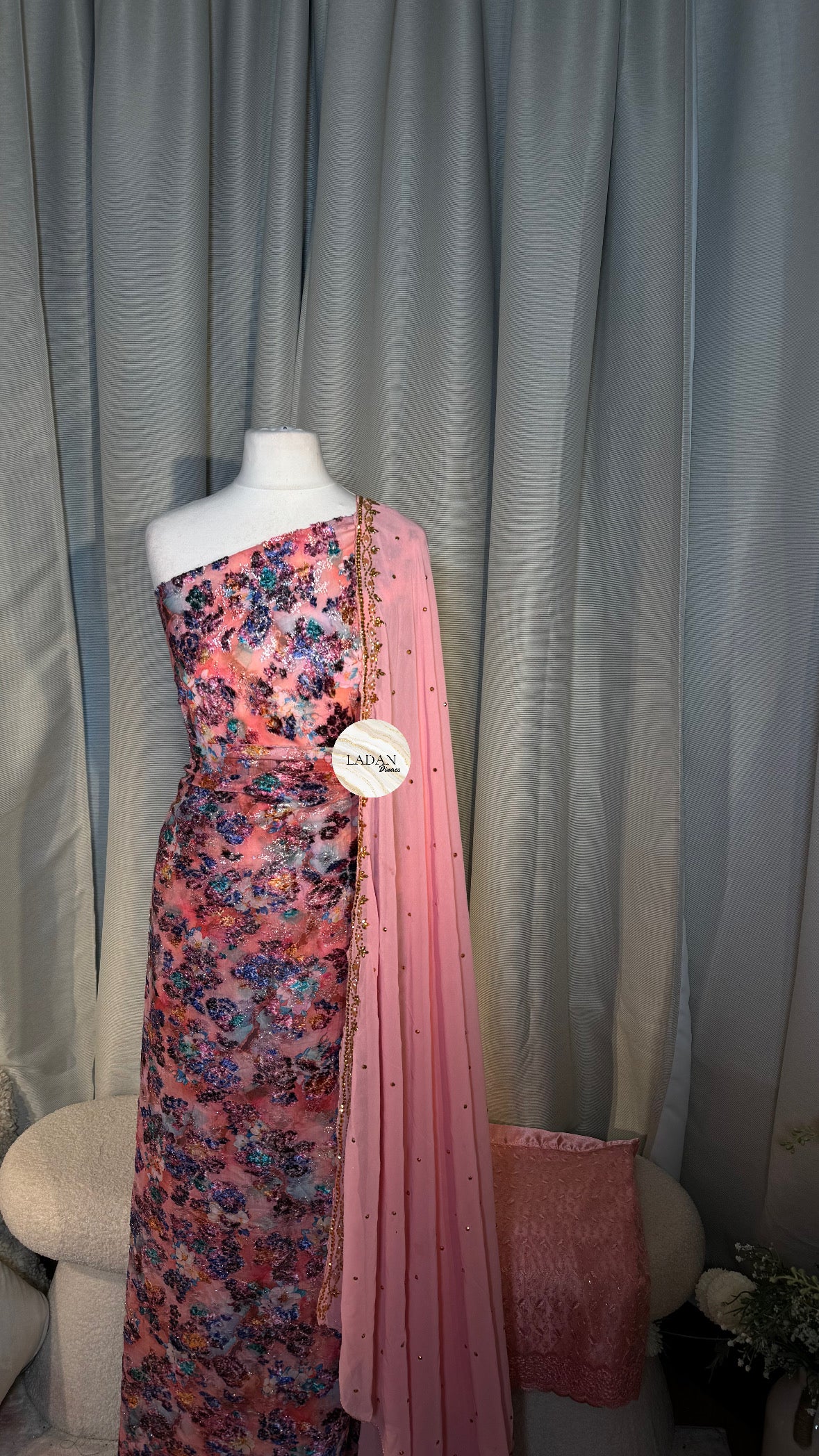 Bloom Maqbal Collection | Pink Dirac Set