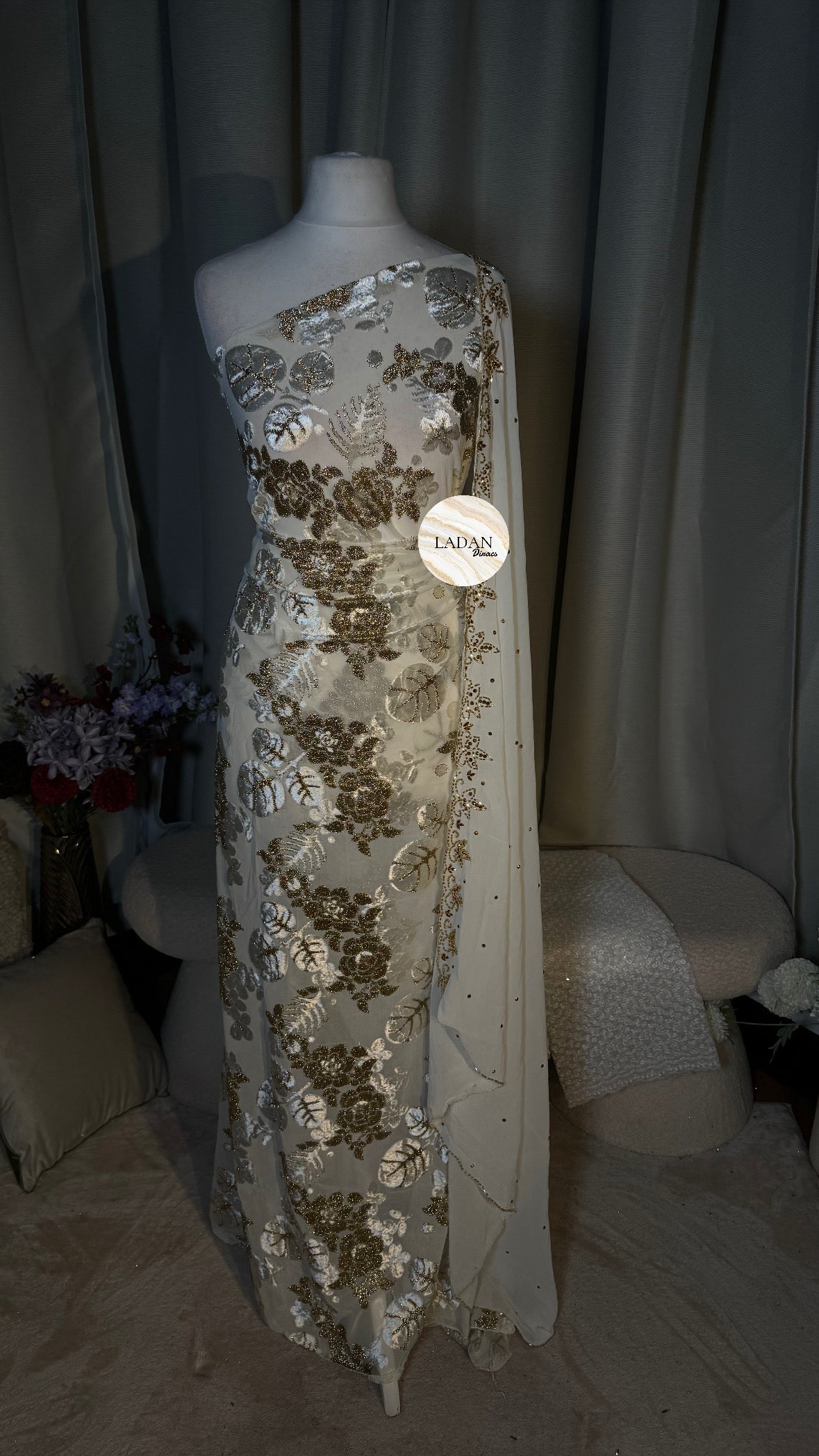 Leaf Maqbal Collection | White Dirac Set