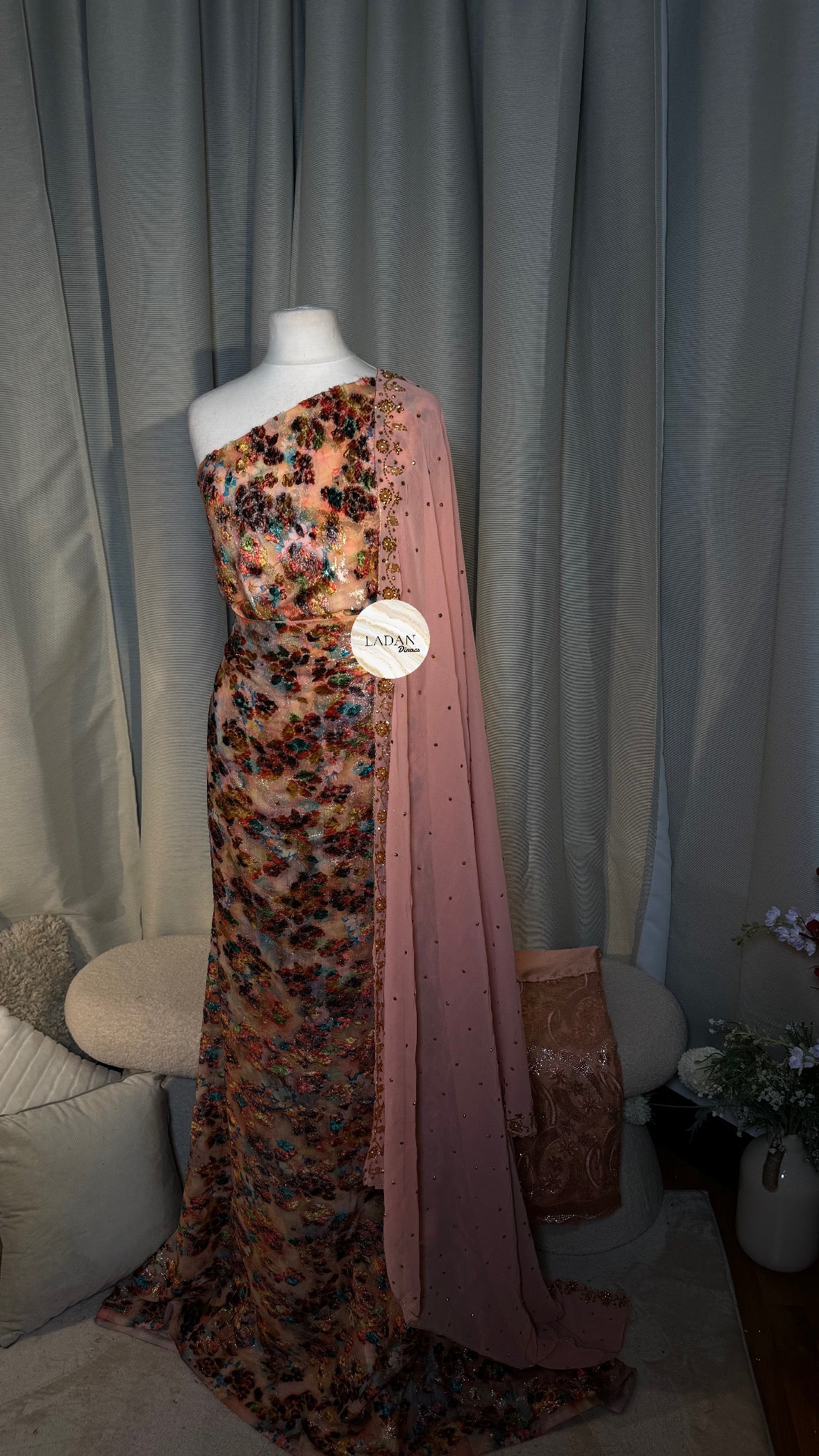 Bloom Maqbal Collection | Peach/Pink Dirac Set