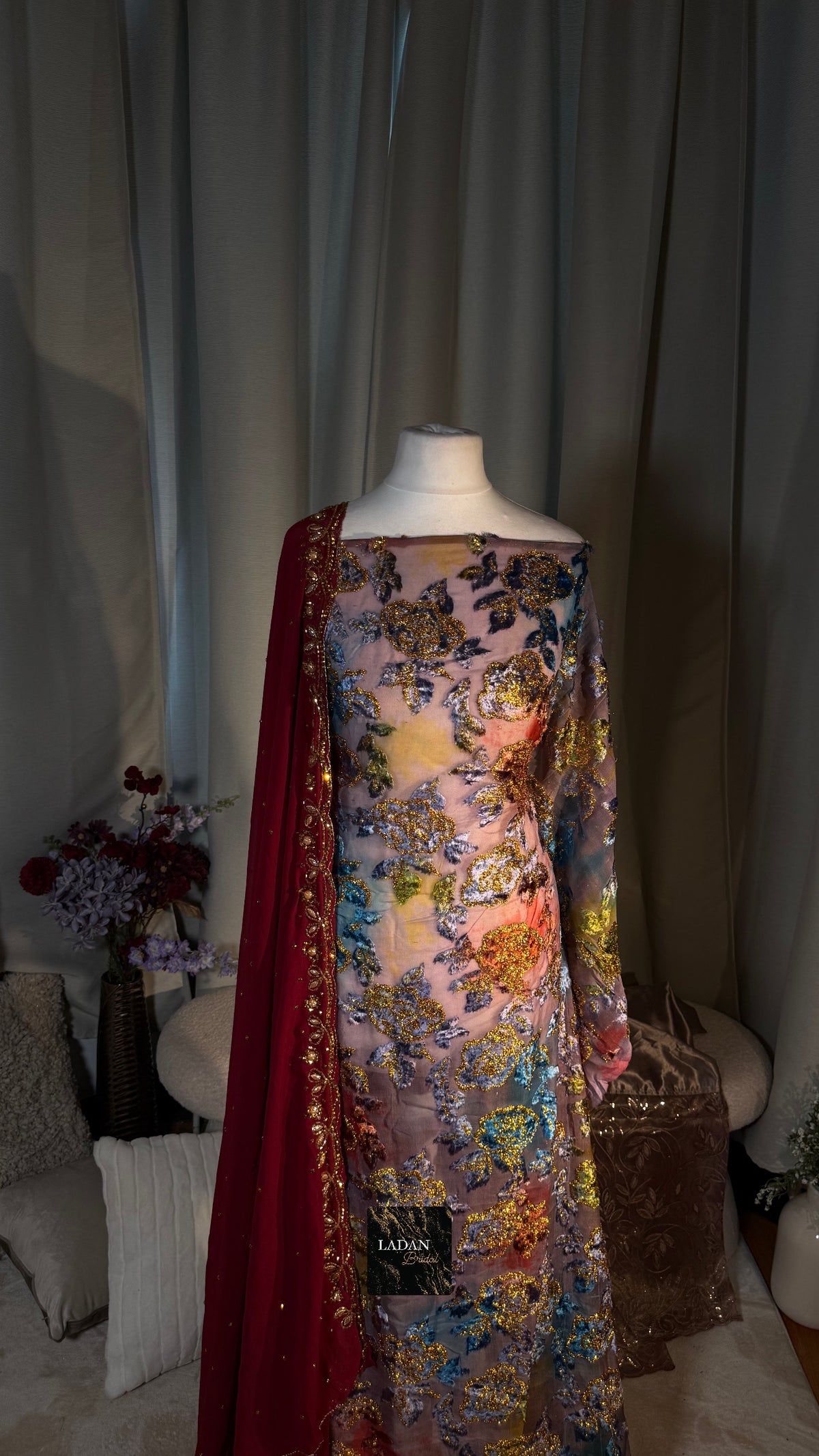 Floral Maqbal Collection | Multicolour/Lilac/Maroon Dirac Set