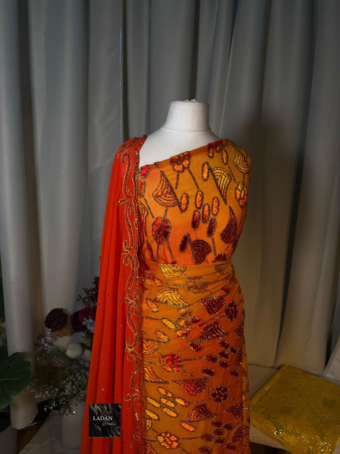 Leaf Maqbal Collection | Sunset Dirac Set - Orange, Red & Yellow