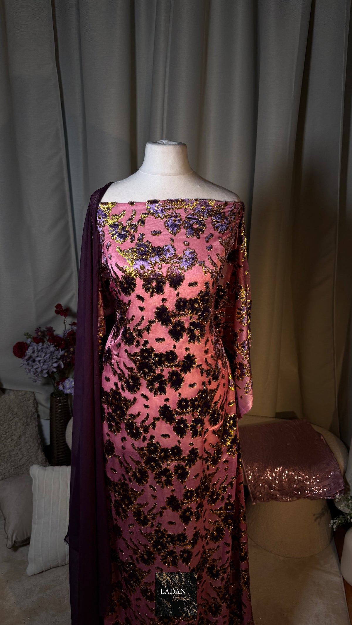 Floral Maqbal Collection | Purple Dirac Set