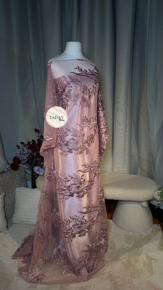 Floral Embroidered Lace Dirac Set | Pink
