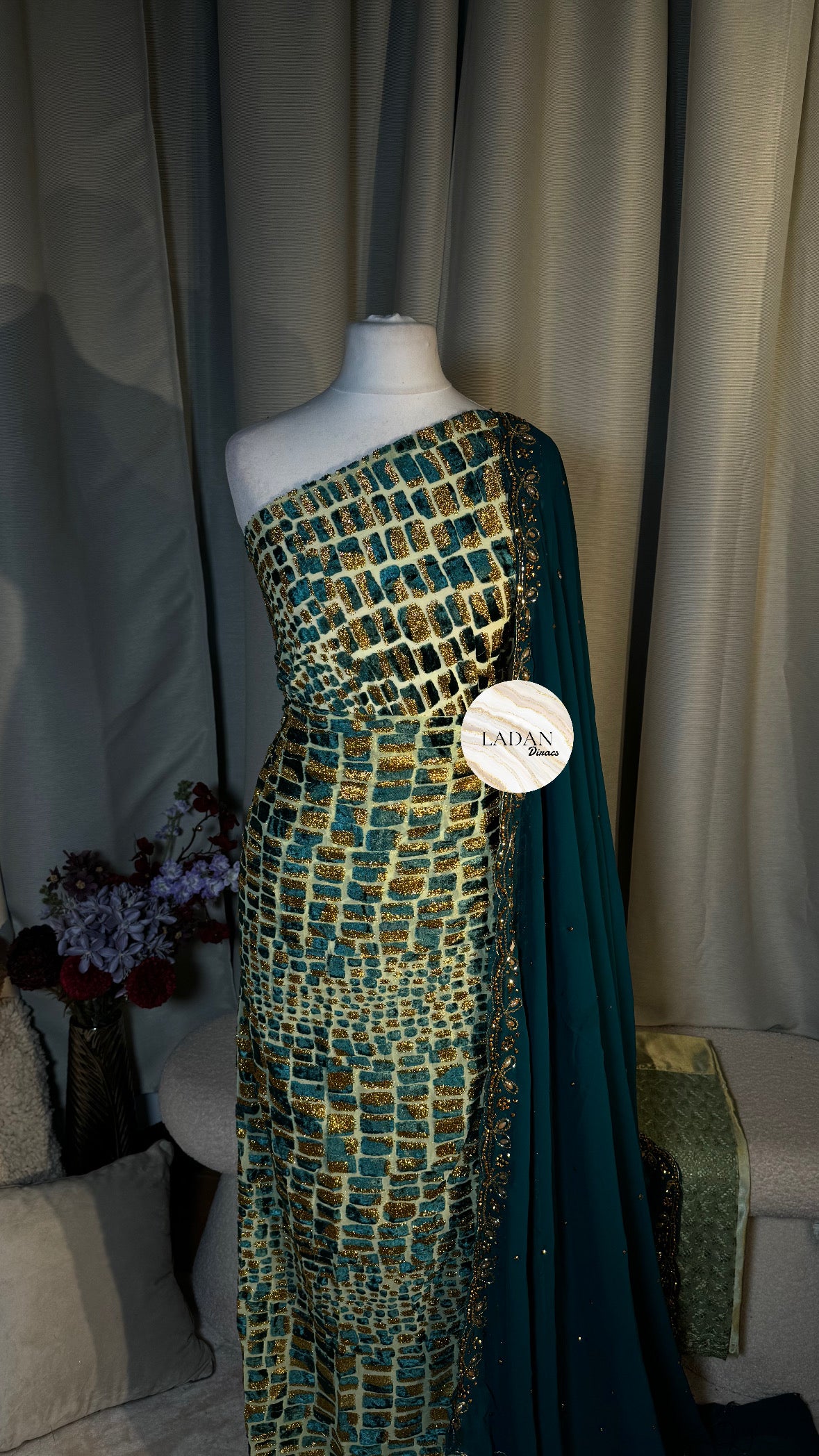 Luxury Maqbal Collection | Mint Green & Teal Dirac Set