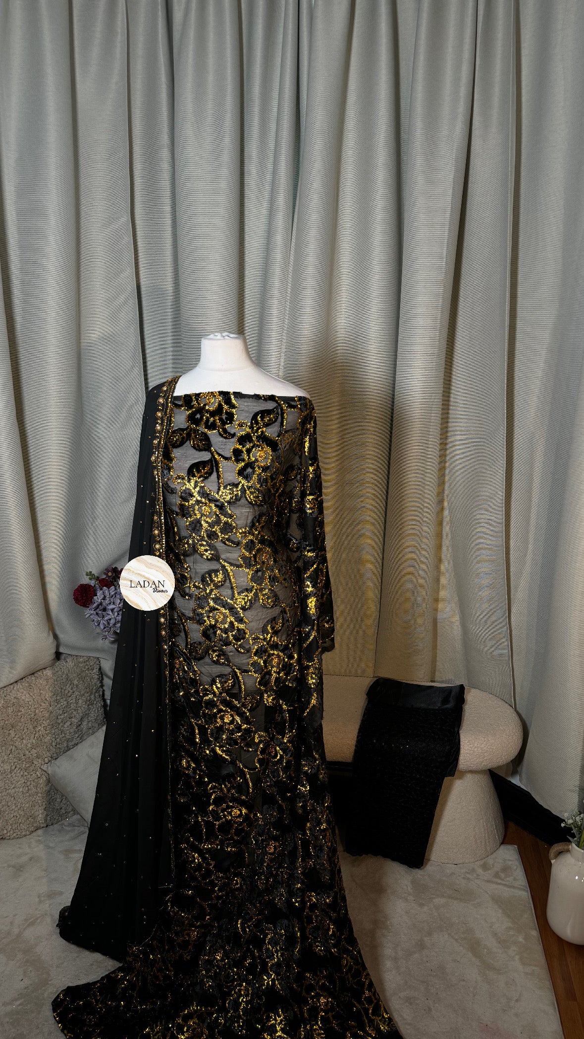 Prestige Maqbal Collection | Black & Gold Dirac Set