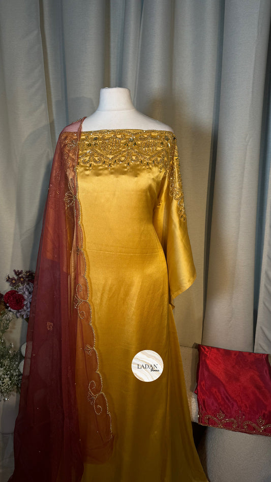 Luxury Embroidered Bridesmaids Sets | Gold & Maroon | Bundle of 2