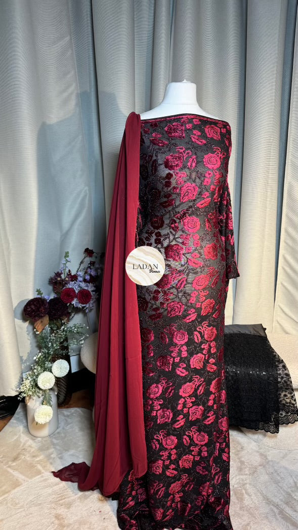 Velvet Dirac Collection | Maroon | Pre-Stitched Medium Bac
