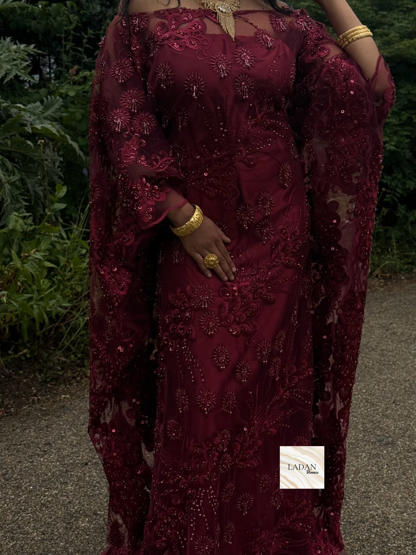 Luxury Lace Dirac Set | Dark Maroon