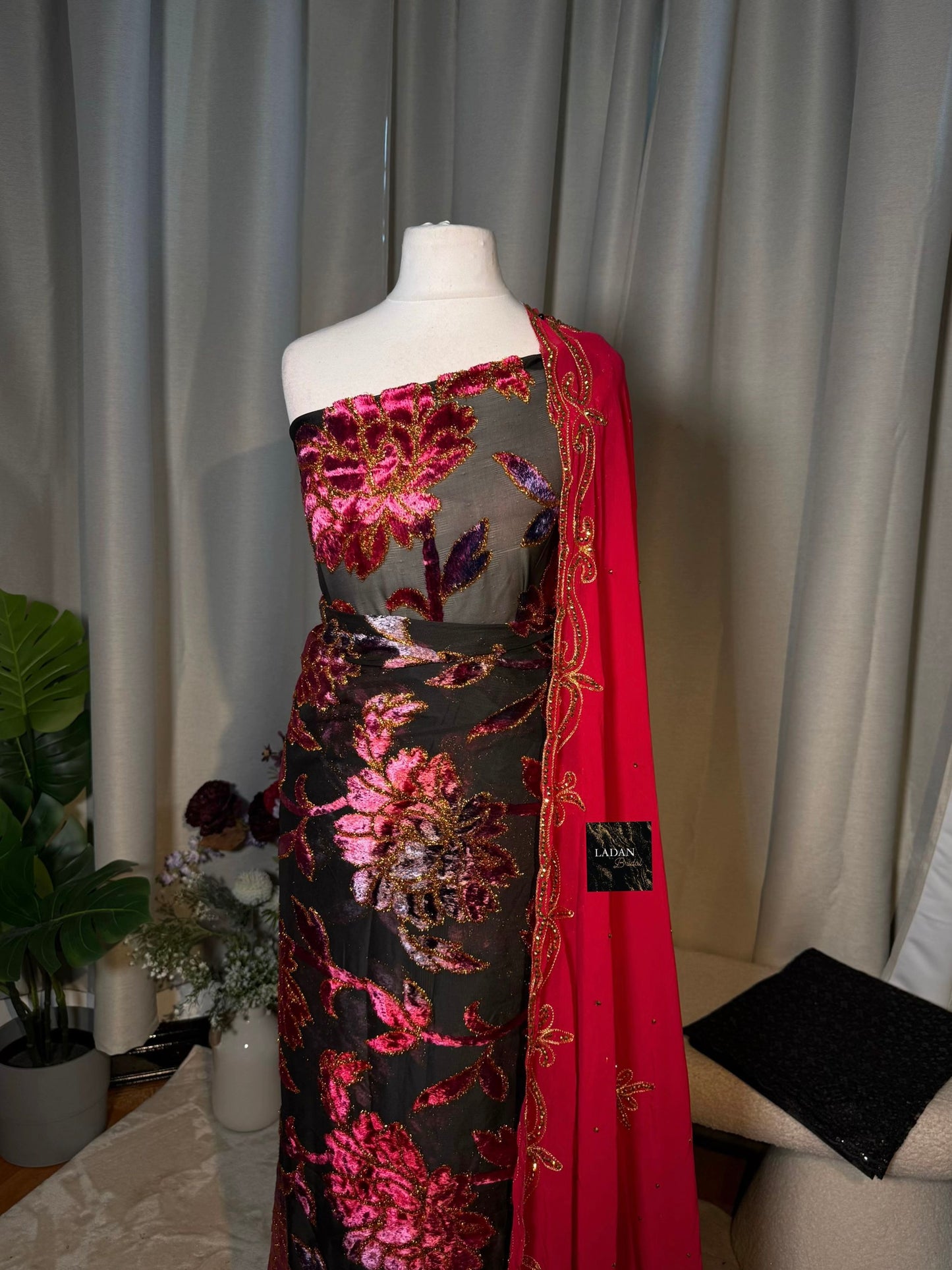Floral Maqbal Collection | Hot Pink, Magenta, Purple, and Gold Dirac Set