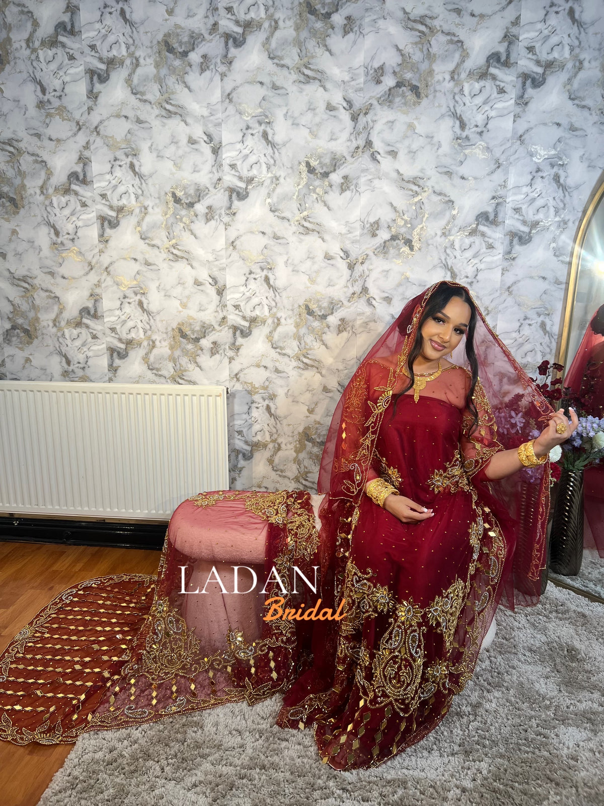 Hodan Rangrai Bronzed Hodan - Maroon – LADAN BRIDAL